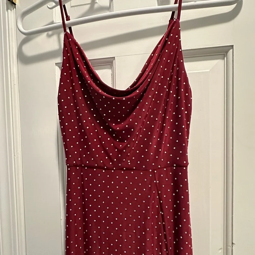 B Darlin Burgundy Rhinestone Dress Size Small - Picture 5 of 10